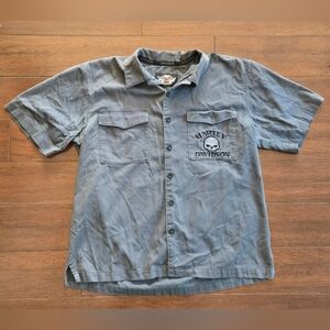 Vintage Grey Harley Davidson Button Down shirt